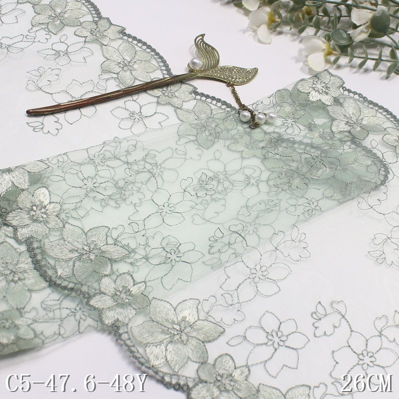 new style light green Mesh lingerie Accessories Lace Women's Home Clothing design Fabric 26cm floral Embroidery lace trim