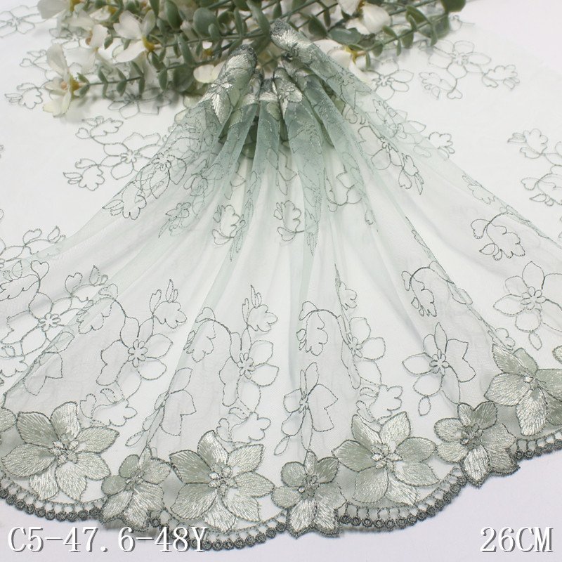 new style light green Mesh lingerie Accessories Lace Women's Home Clothing design Fabric 26cm floral Embroidery lace trim