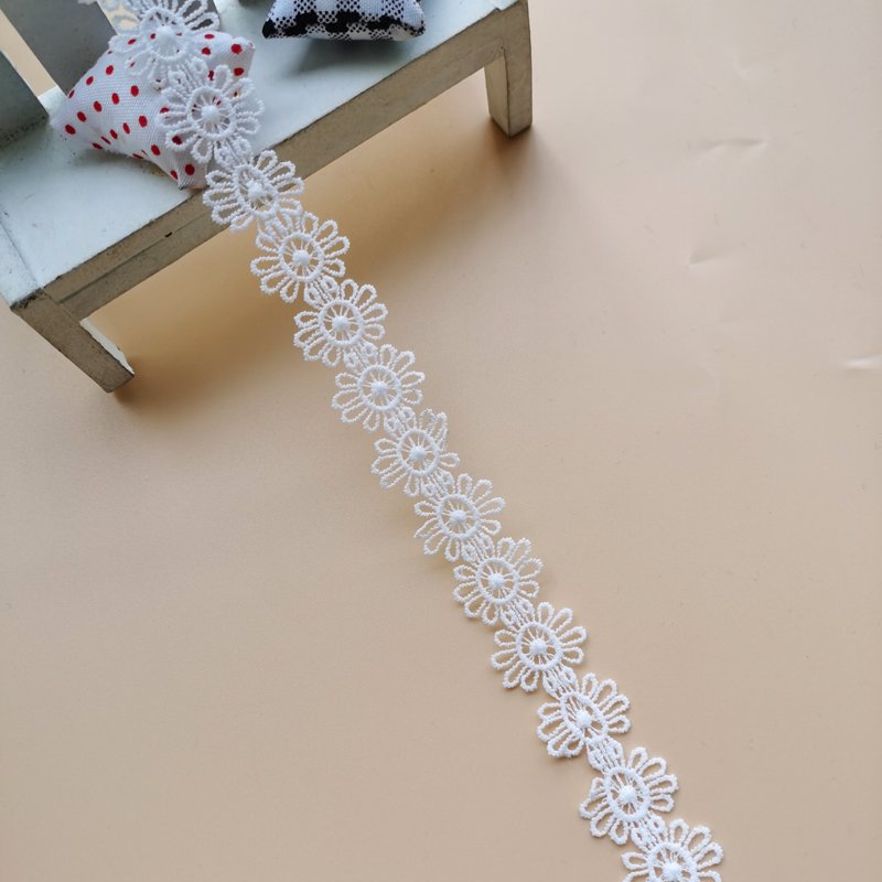 Spandex Nylon Jacquard Voile Milk Silk Net Embroidery Lace Trims White