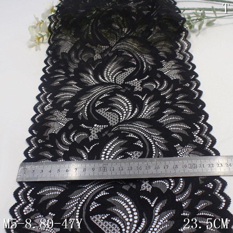 Black Green Stretch Lace Trim for Underwear Lingerie Fashion Textile Lace Fabric Material