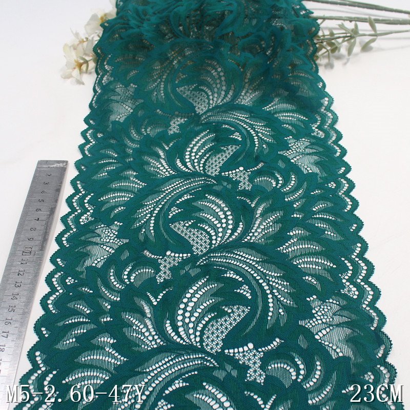 Black Green Stretch Lace Trim for Underwear Lingerie Fashion Textile Lace Fabric Material