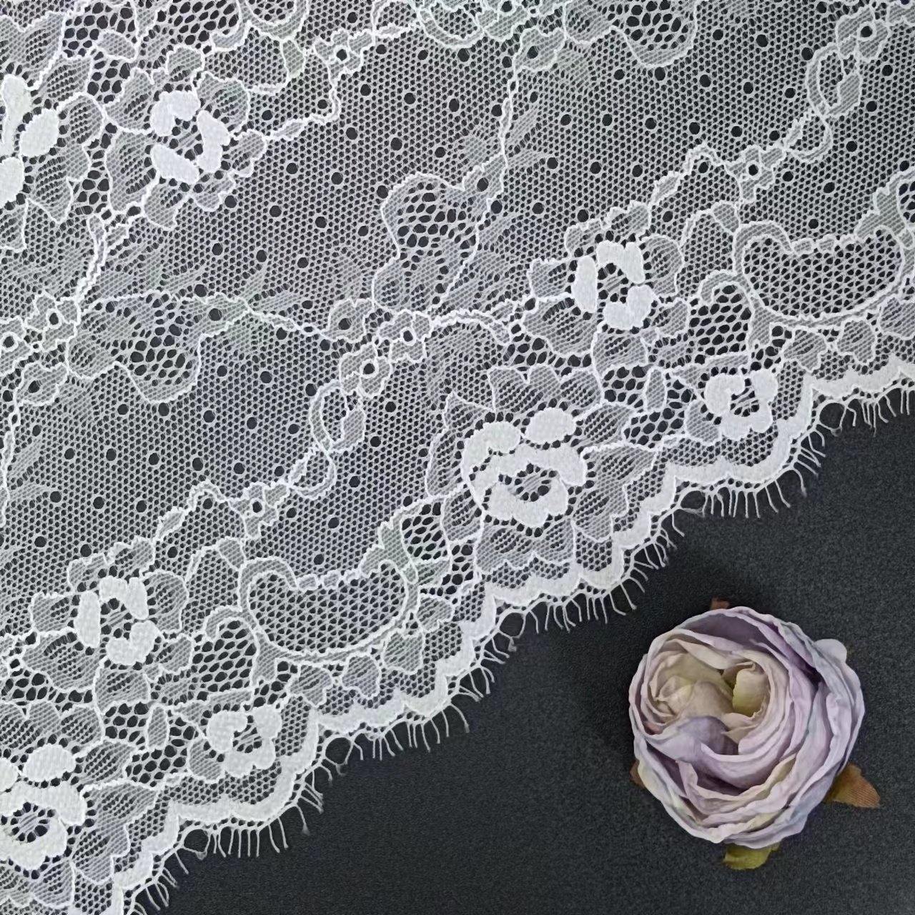 19 cm Popular Design Women's Fancy White Voile Nylon Spandex Lace Trim Fabric for Underwear Accessories