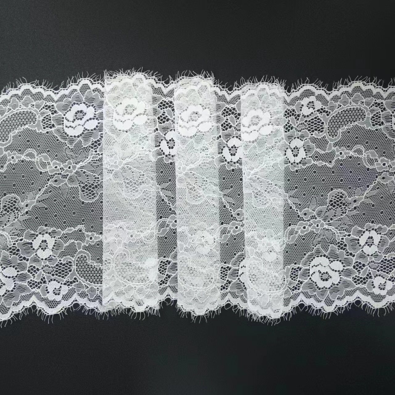 19 cm Popular Design Women's Fancy White Voile Nylon Spandex Lace Trim Fabric for Underwear Accessories