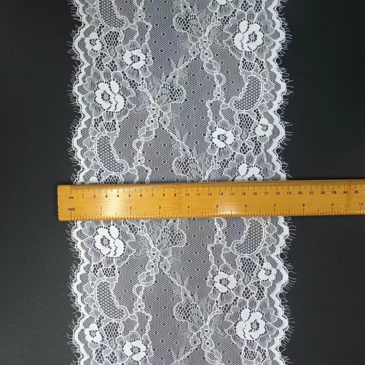 19 cm Popular Design Women's Fancy White Voile Nylon Spandex Lace Trim Fabric for Underwear Accessories