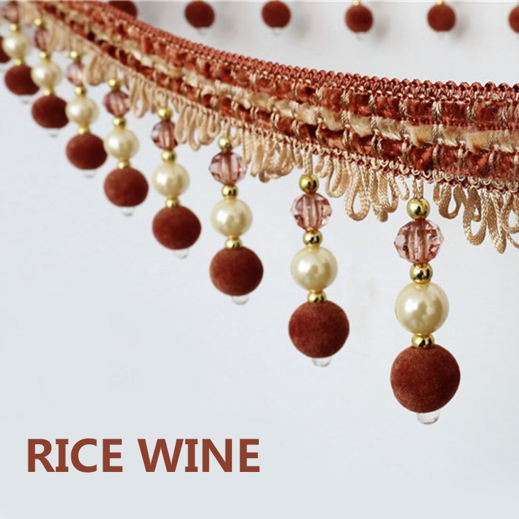 11cm Large density curtain accessories hanging beads pompom pearl lace Curtain Tassel Fringe Trim, Beaded Fringe Trimming