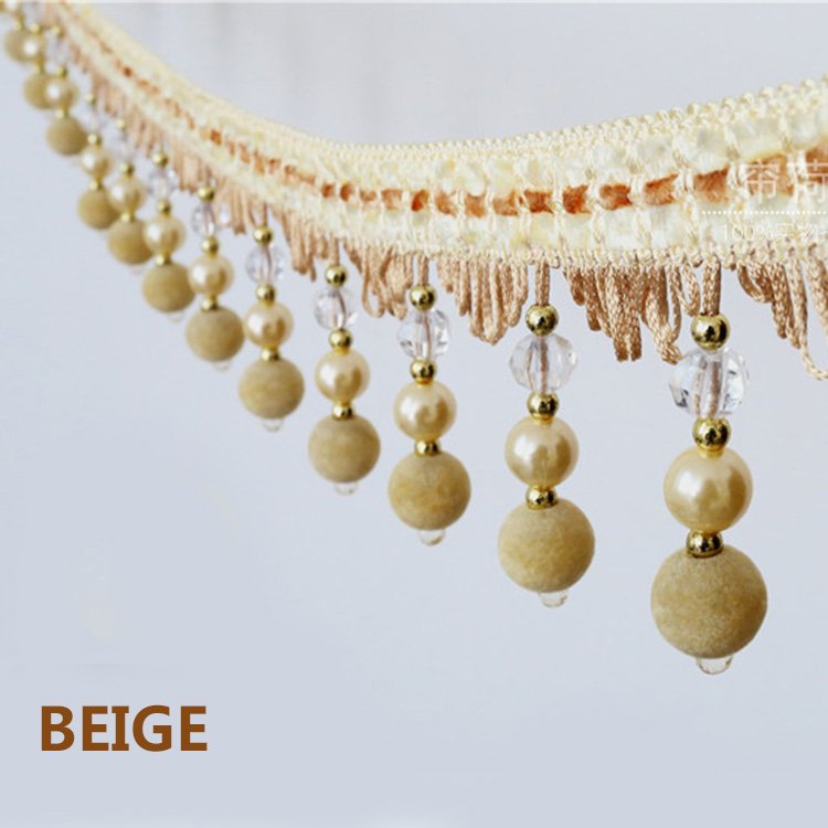 11cm Large density curtain accessories hanging beads pompom pearl lace Curtain Tassel Fringe Trim, Beaded Fringe Trimming