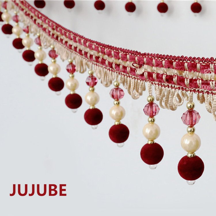 11cm Large density curtain accessories hanging beads pompom pearl lace Curtain Tassel Fringe Trim, Beaded Fringe Trimming