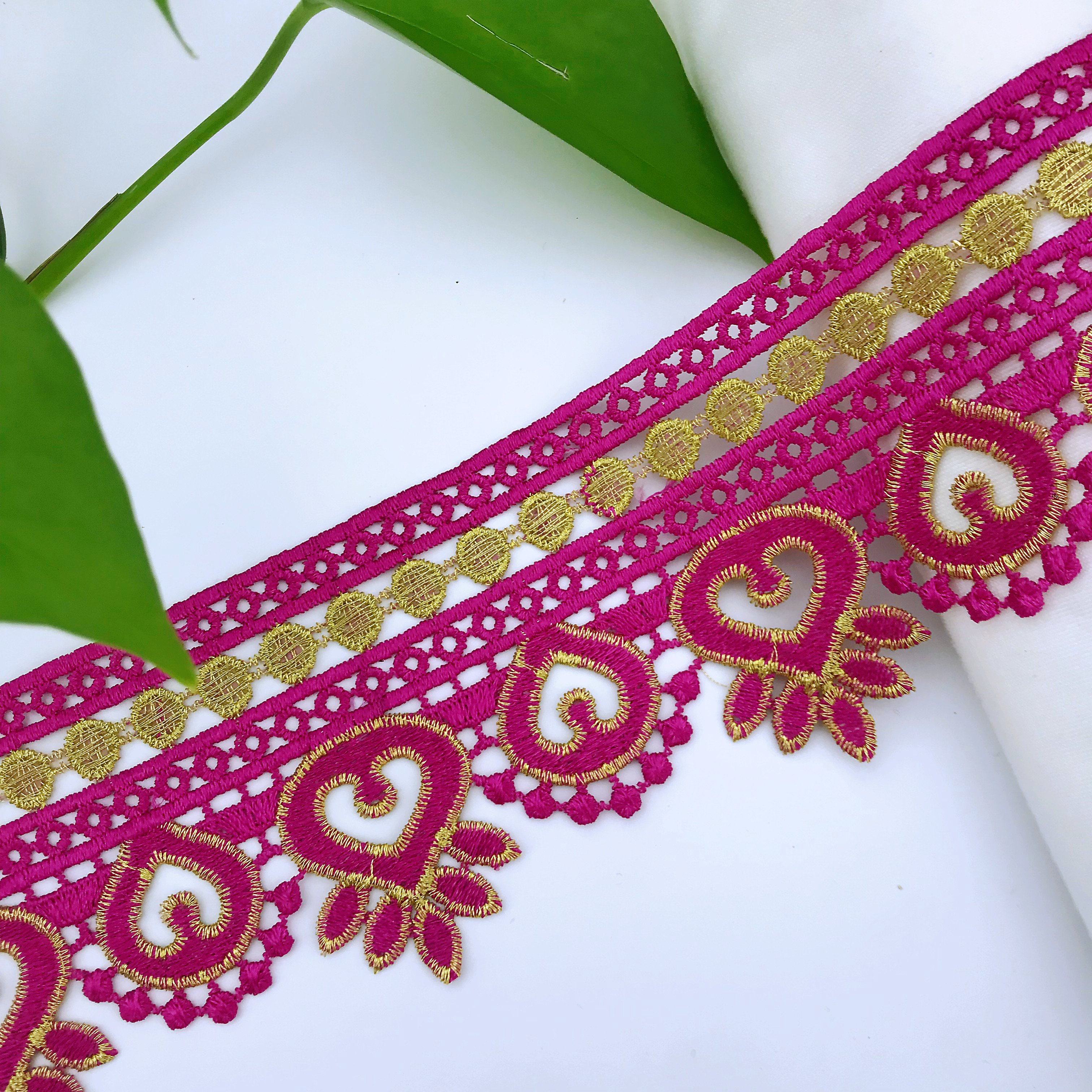 Factory Custom Curtain Accessories Wide African Nigerian Milk Silk Polyester Embroidery Lace Trim For Dresses