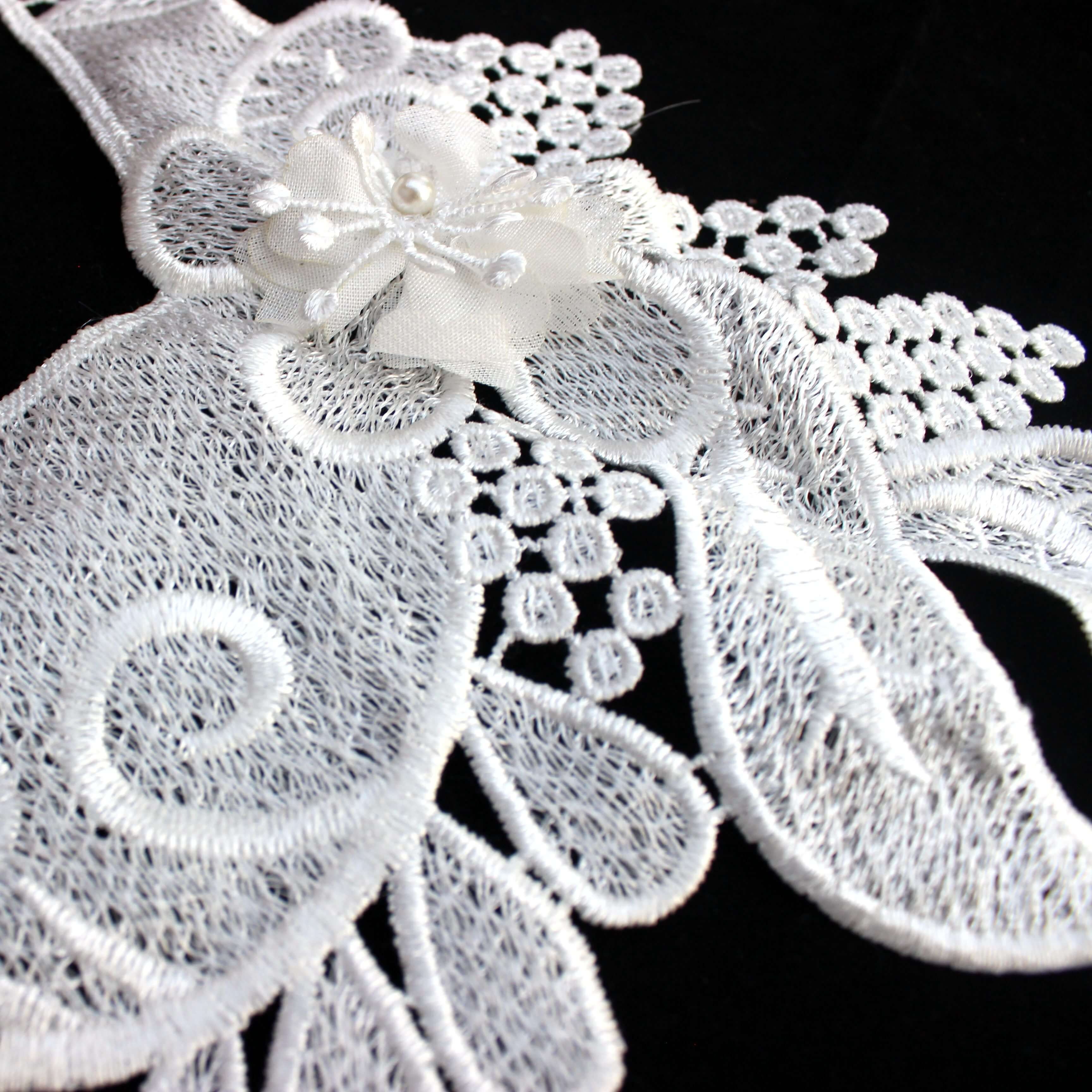 Zeal 3D Cotton Lace Fabric Trim Ribbon DIY Embroidery Applique Sewing Guipure Wedding Neckline Decorate with Sequins