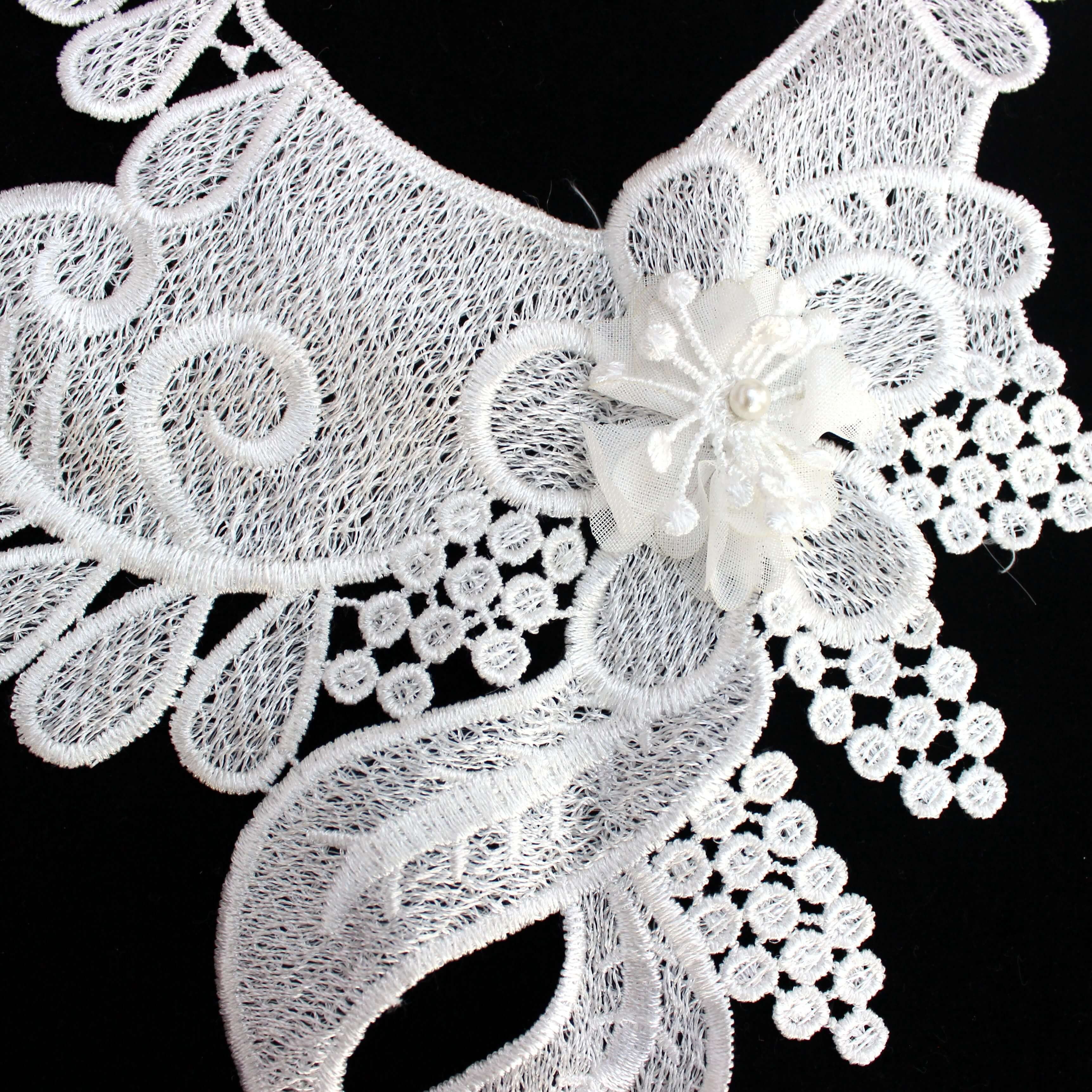 Zeal 3D Cotton Lace Fabric Trim Ribbon DIY Embroidery Applique Sewing Guipure Wedding Neckline Decorate with Sequins
