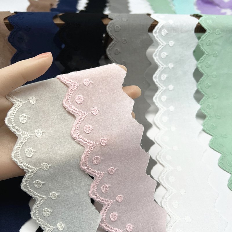 2024 New 5 cm Wide Lace Trimming Cotton Embroidery Pink Cotton Lace Ribbon Embroidery For Children's Dress