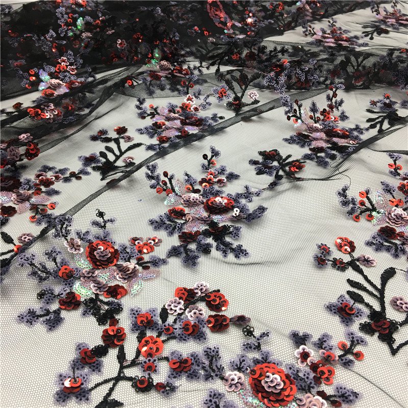 fashionable 2020 high quality multi color luxury purple lace fabric lace trim multi colour fabric beaded nigerian lace purple