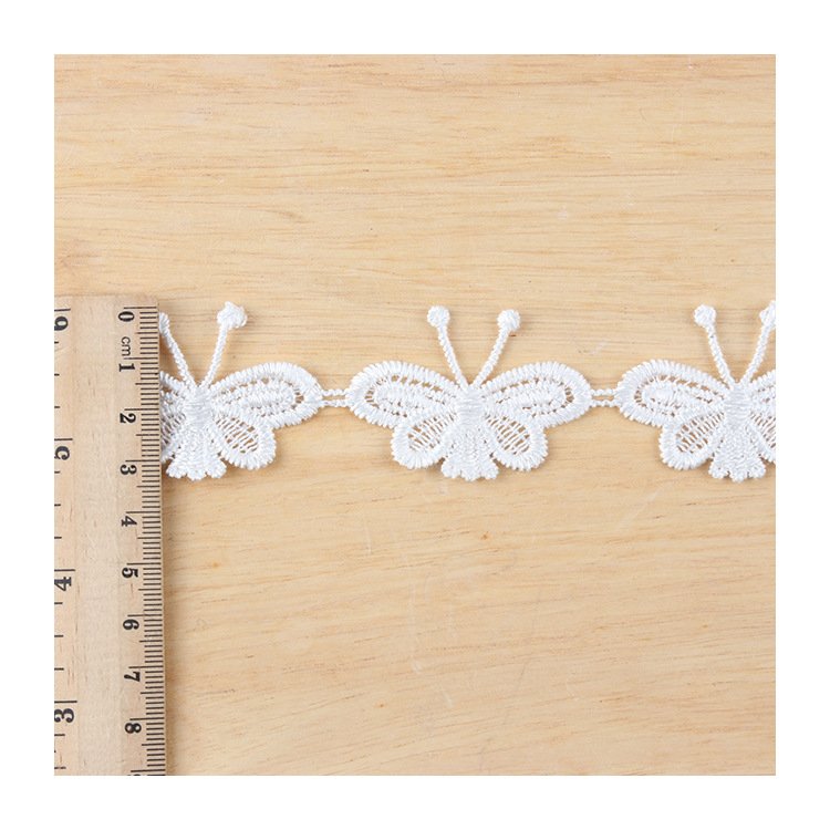 Factory Custom Wholesale Handmade High Quality Chemical Bridal Water Soluble Butterfly Lace Trim Garment Accessories For Clothes