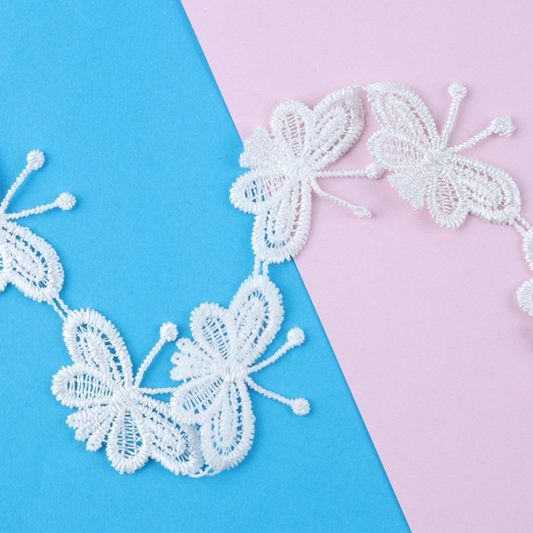 Factory Custom Wholesale Handmade High Quality Chemical Bridal Water Soluble Butterfly Lace Trim Garment Accessories For Clothes
