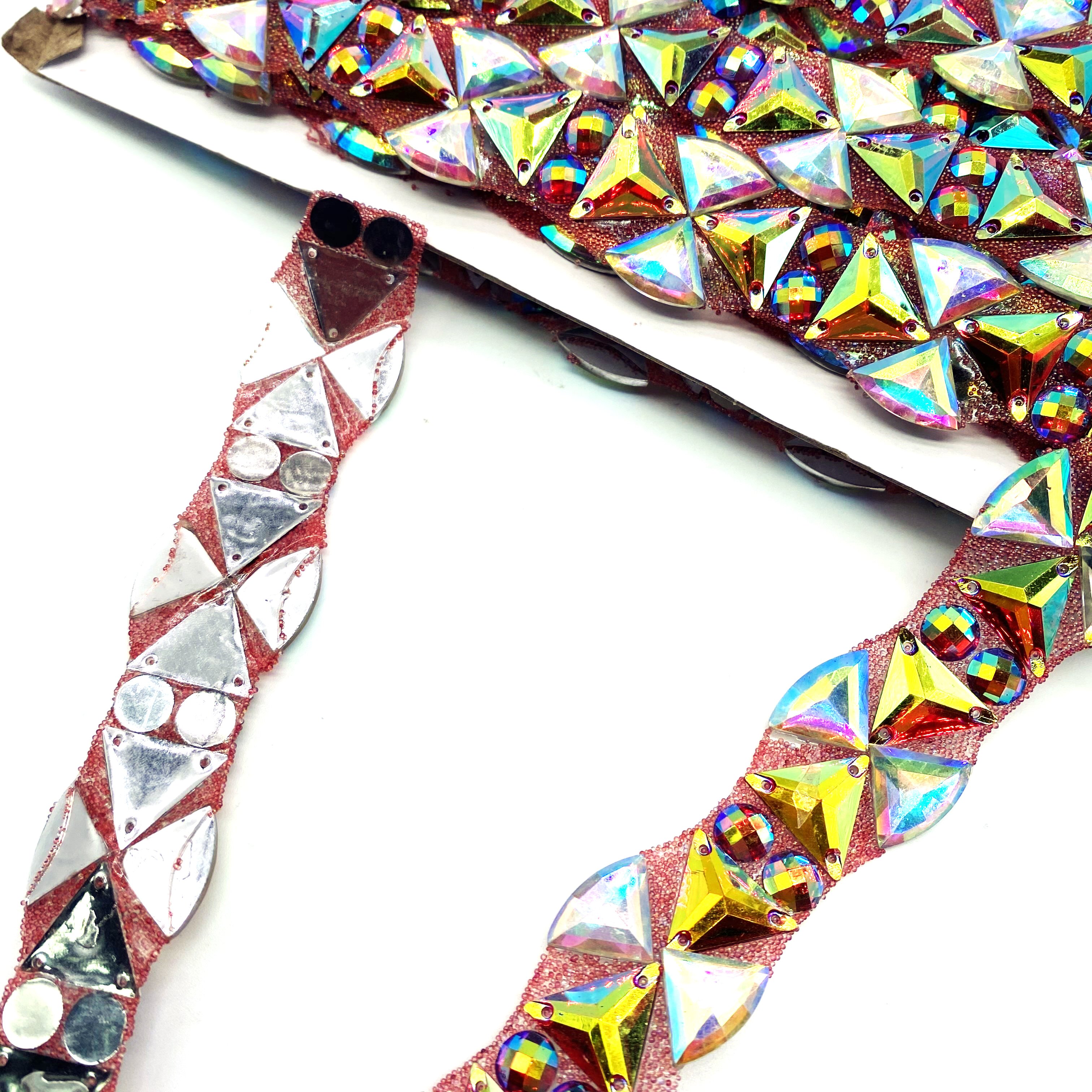 2024 Iron-On Rhinestones Resin Hot-Fix Crystal Patch Design Applique Trimming for Miami Samba Carnival Costume