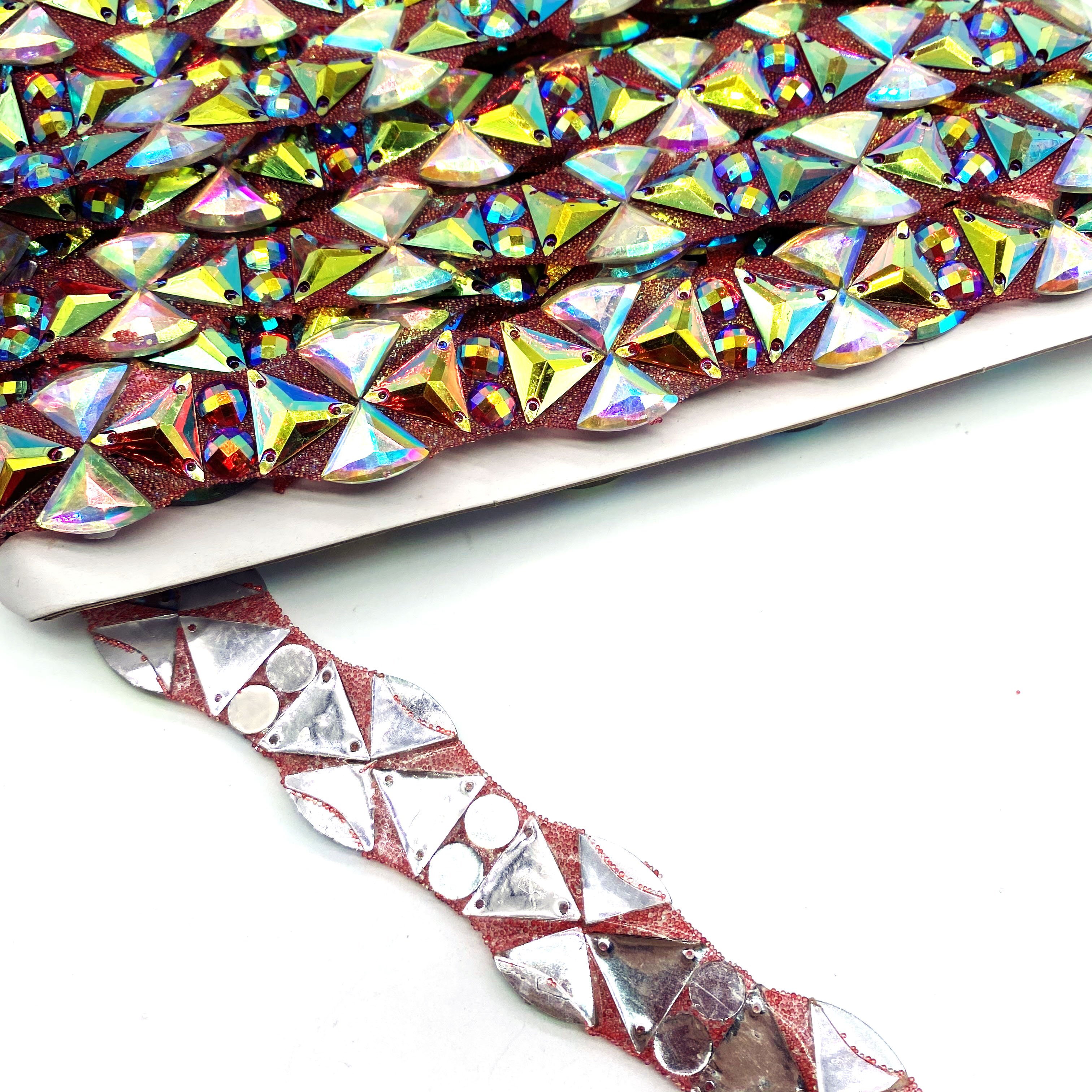 2024 Iron-On Rhinestones Resin Hot-Fix Crystal Patch Design Applique Trimming for Miami Samba Carnival Costume
