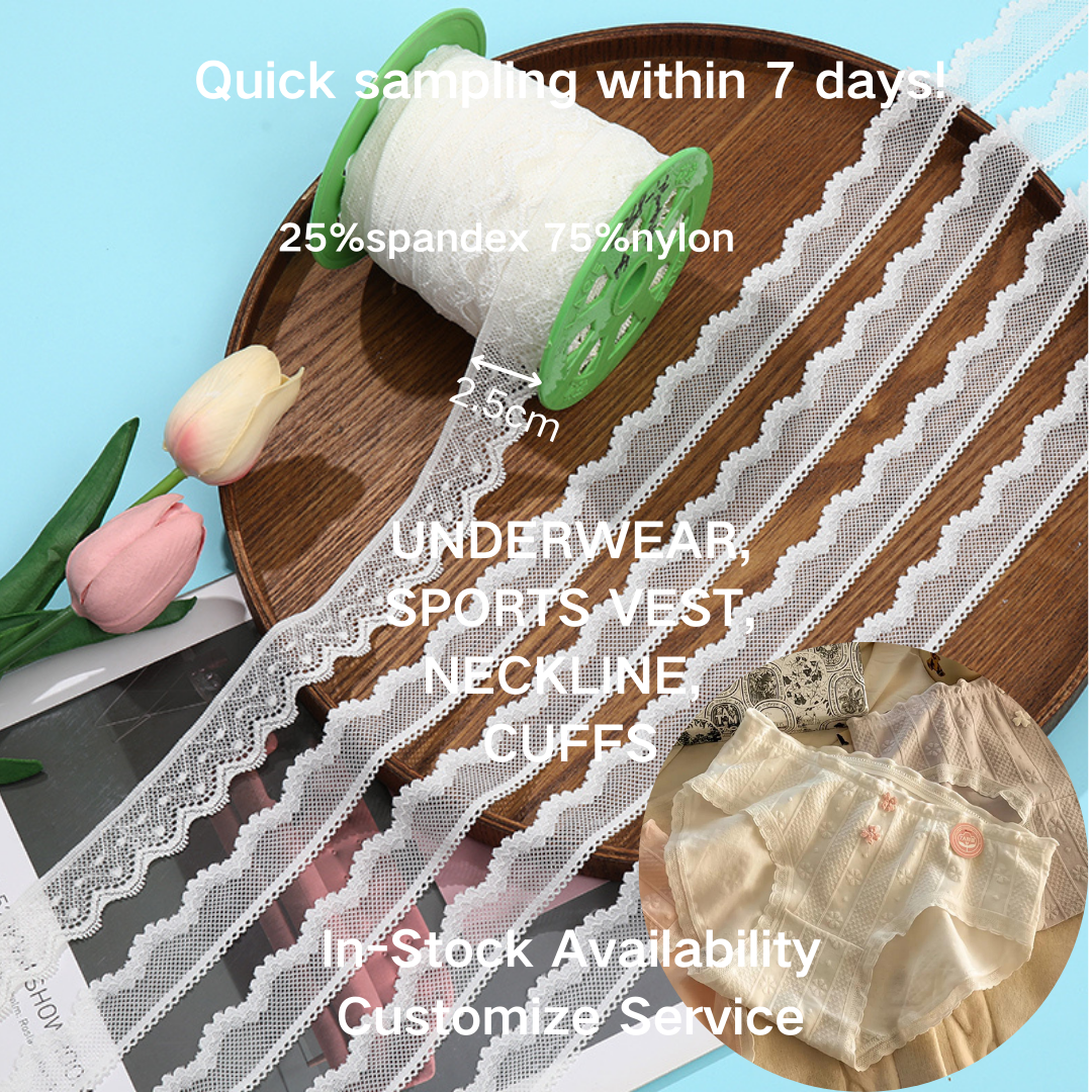 WH80034 Ready To Ship Multicolor 2.5CM High Elastic Lace Trim DIY Nylon Spandex Lace Trim Knitting Stretch Lace Trim