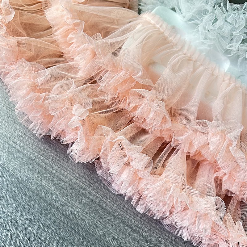 Factory Direct Sales 17cm Wide Diy Mesh Pleated Lace Trim Pleated Cake Skirt Doll Clothes Voile Lace Decorative