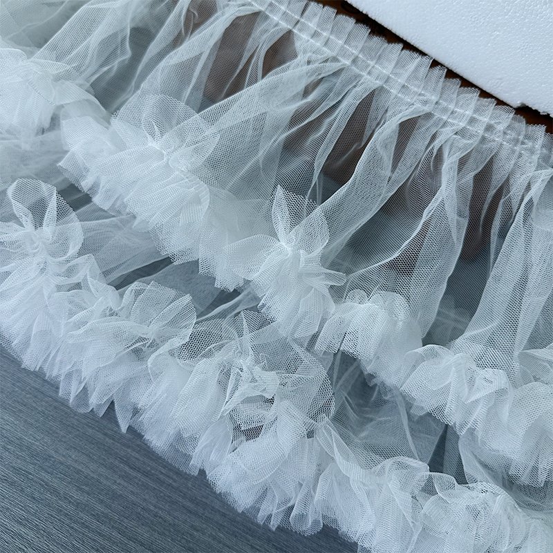 Factory Direct Sales 17cm Wide Diy Mesh Pleated Lace Trim Pleated Cake Skirt Doll Clothes Voile Lace Decorative