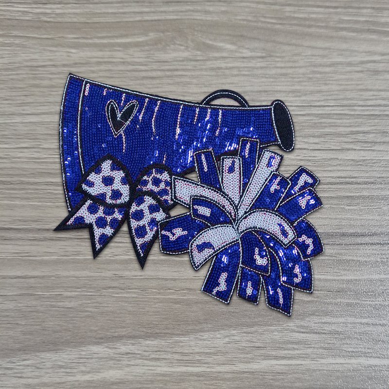 Wholesale Custom Sequin Cheer Embroidery Patches Iron On Patches