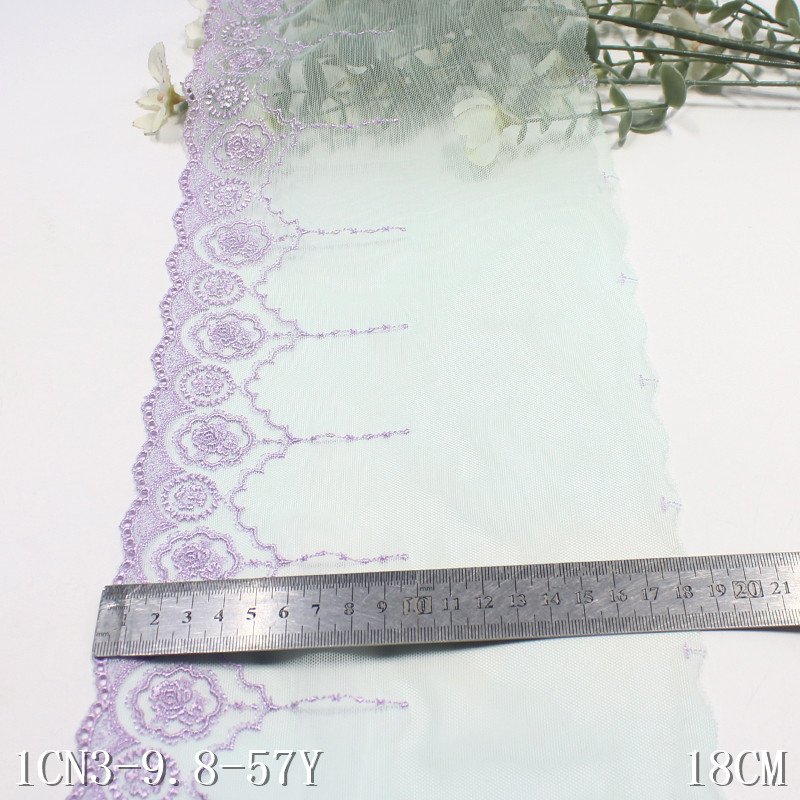 New Design Delicate 18cm Tulle fancy Flower white Embroidery encage Lace Fabric Embroidered Lace Trim For Women Dress
