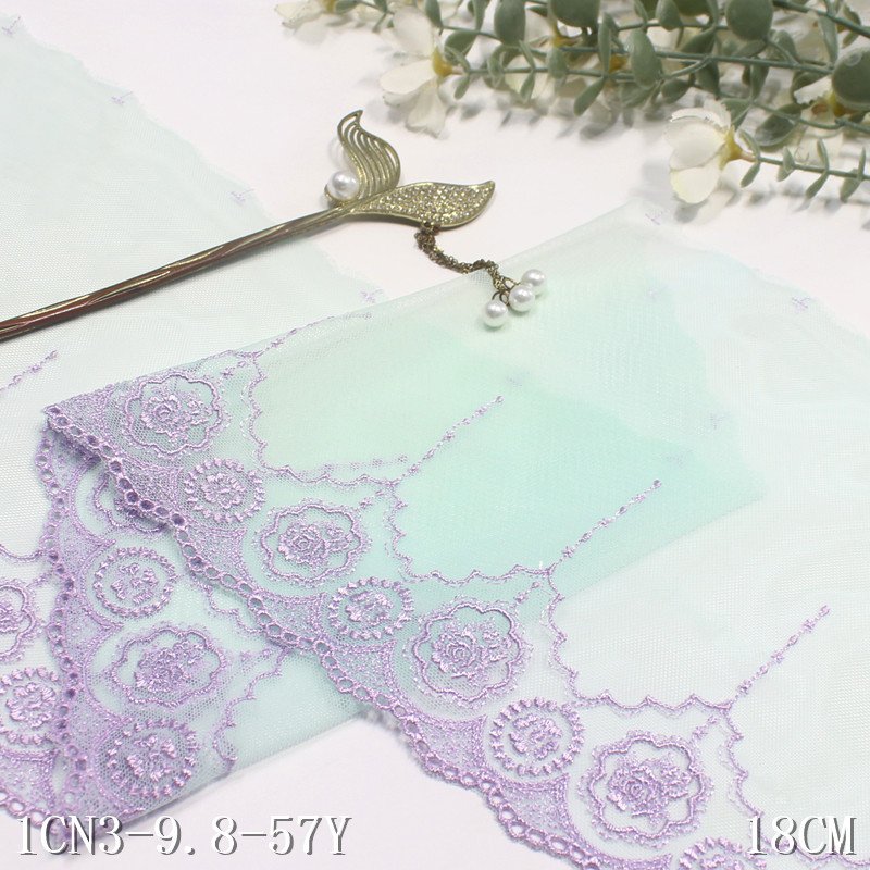 New Design Delicate 18cm Tulle fancy Flower white Embroidery encage Lace Fabric Embroidered Lace Trim For Women Dress