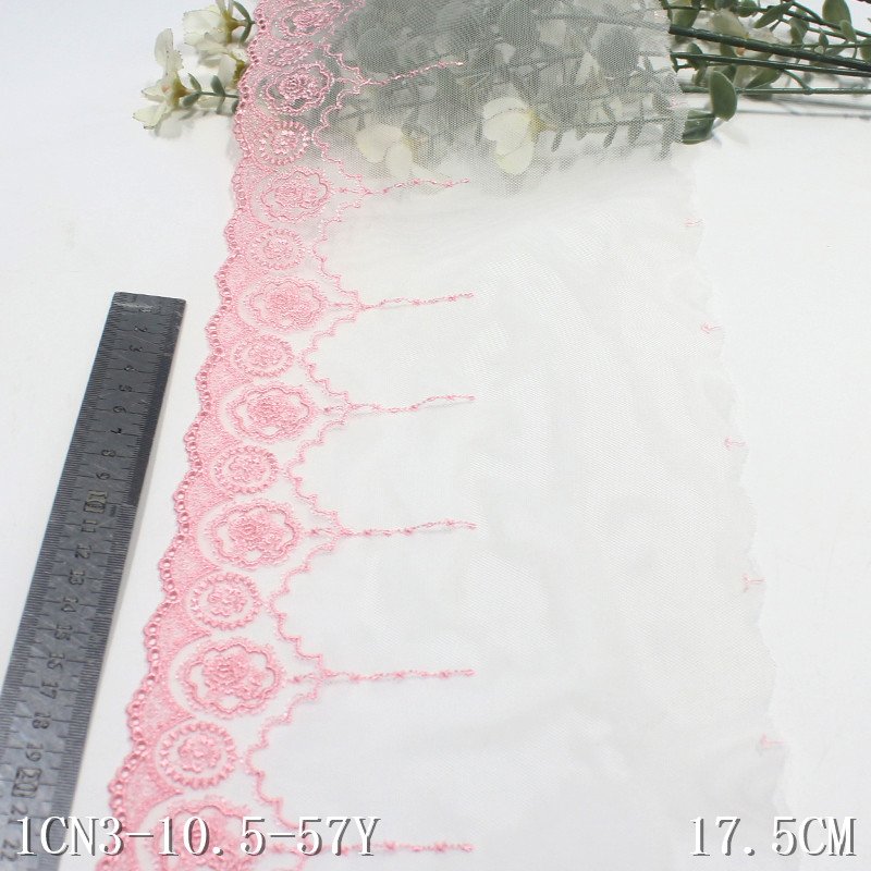 New Design Delicate 18cm Tulle fancy Flower white Embroidery encage Lace Fabric Embroidered Lace Trim For Women Dress