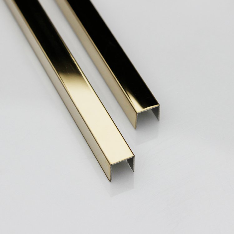 SS 201 304 316 U Profile Metal Color Pvd Coating Mirror Polish Flooring Edging Stainless Steel Tile trim
