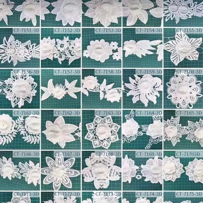 Bulk price guipure lace trim with 3d flowers for making dress lace trim Multiple choices white embroidery lace trim beaded