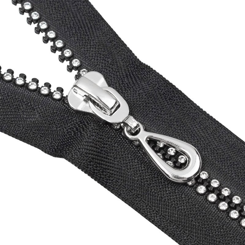 Ab Color Diamond-Set Self-Locking Single Tail Dress Trim Resin Zipper 5# Diamond Open Zipper