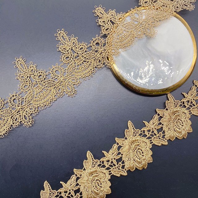 New Arrival Gold Guipure Embroidery Lace Trim For Garment Decoration