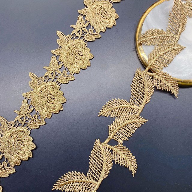 New Arrival Gold Guipure Embroidery Lace Trim For Garment Decoration