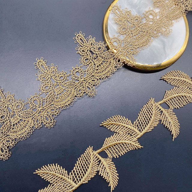 New Arrival Gold Guipure Embroidery Lace Trim For Garment Decoration