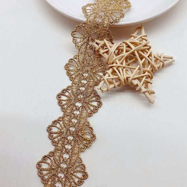 New Arrival Gold Guipure Embroidery Lace Trim For Garment Decoration