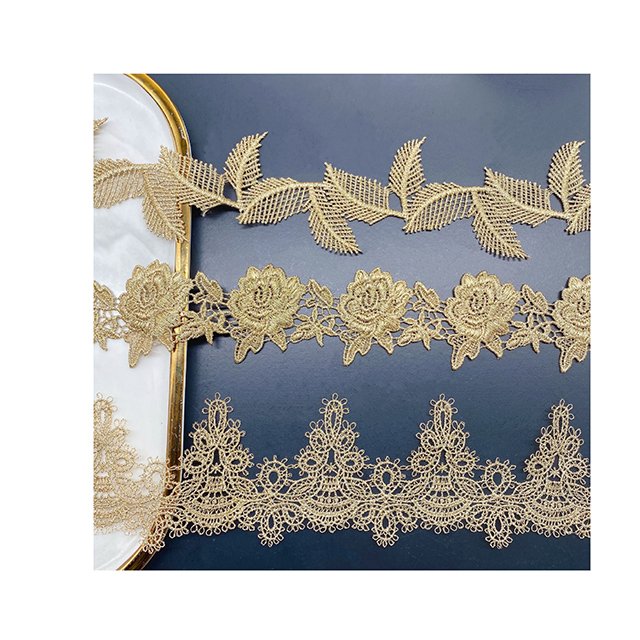 New Arrival Gold Guipure Embroidery Lace Trim For Garment Decoration