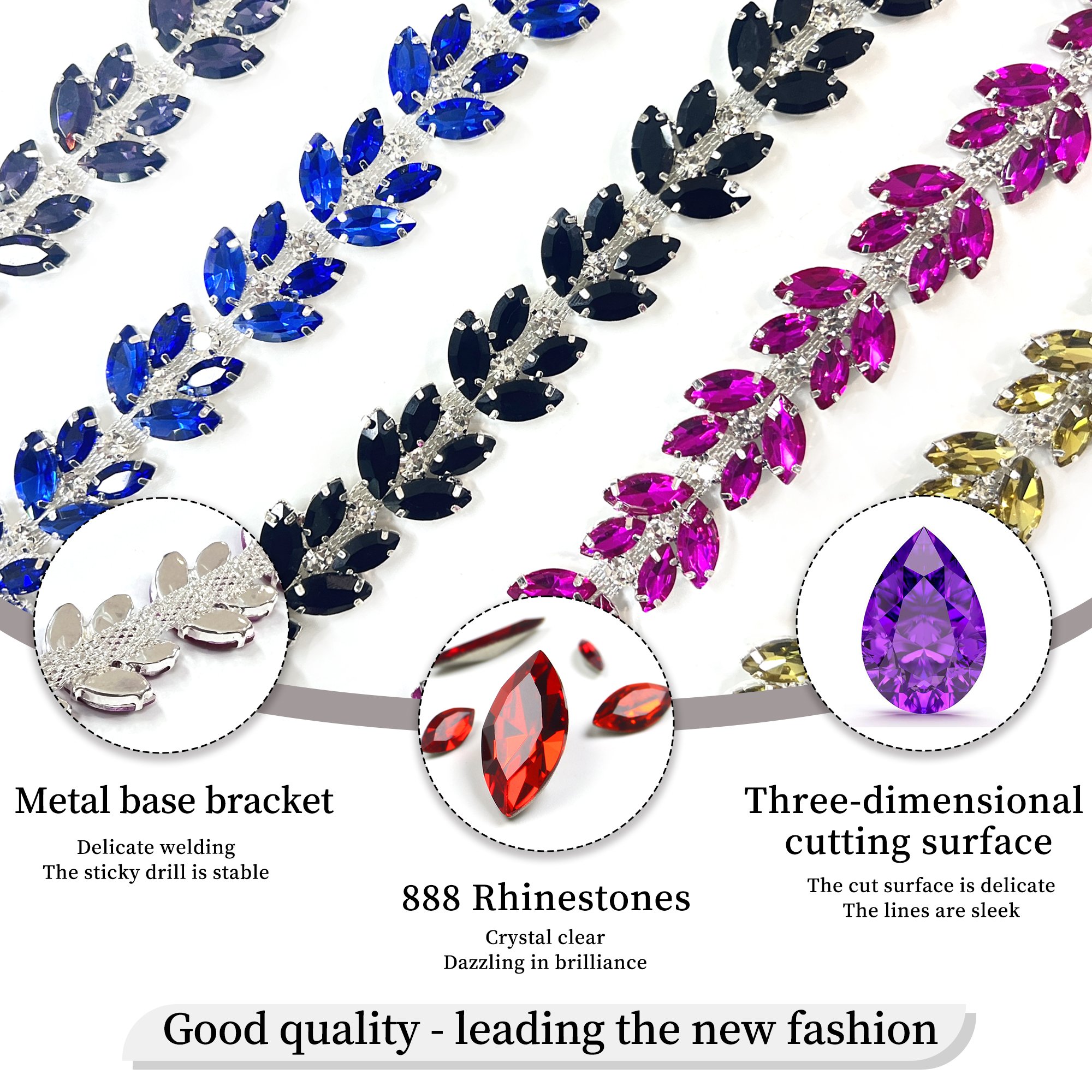 Fashionable Glass Rhinestone Trimming Cup Sewing Appliques for Body Waist and Chain for Clothing Accessories