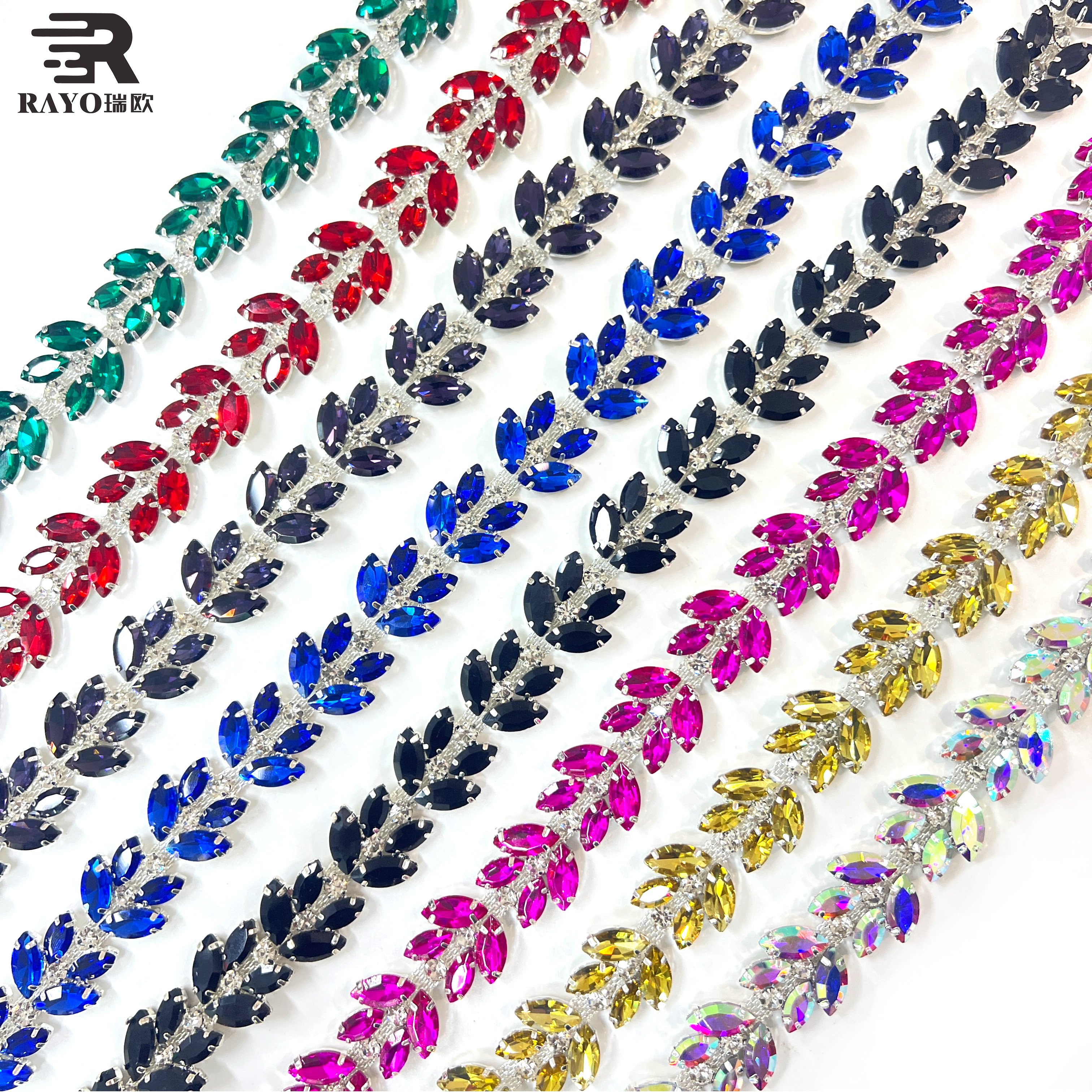 Fashionable Glass Rhinestone Trimming Cup Sewing Appliques for Body Waist and Chain for Clothing Accessories