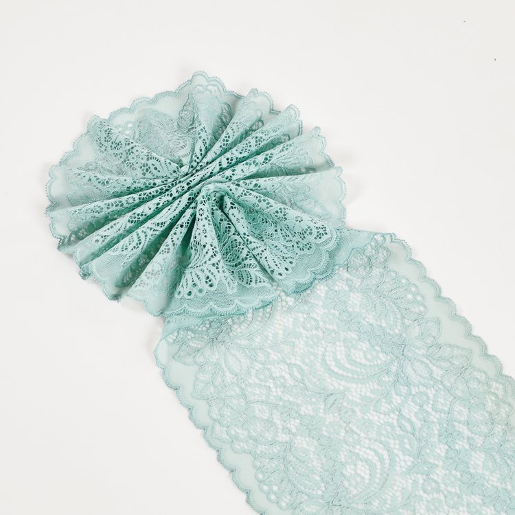 new design hot selling Lace Fabric Wholesale White 22cm Nylon Spandex Flower Elastic Lace Trim