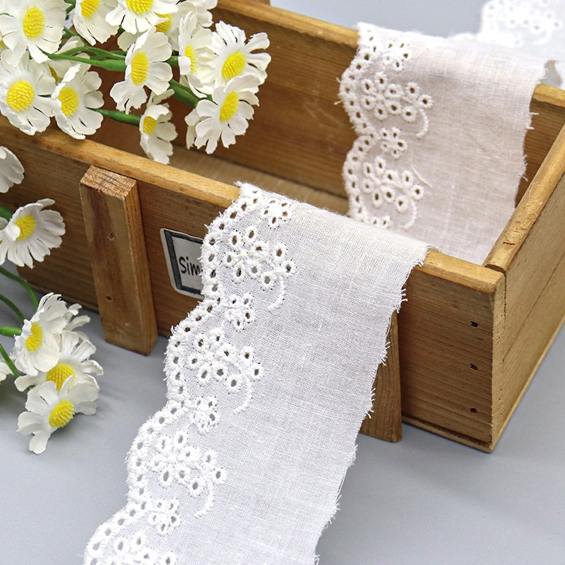 Custom Fancy 100% cotton soft lace for trims Cheap flower lace trim for clothing decoration