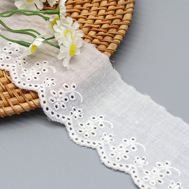 Custom Fancy 100% cotton soft lace for trims Cheap flower lace trim for clothing decoration