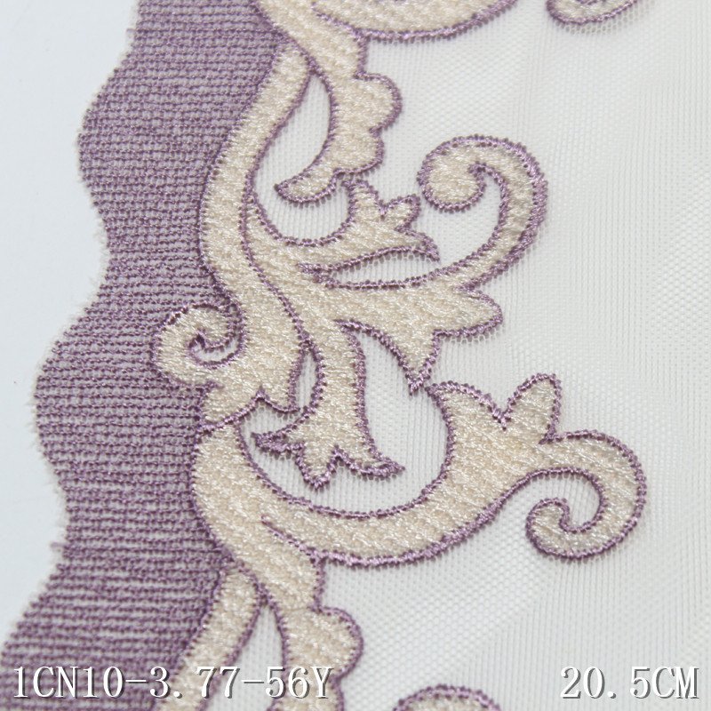 20CM China Factory Directly Supplying New beige mesh Embroidery Lace Trim for Ladies' Lingerie