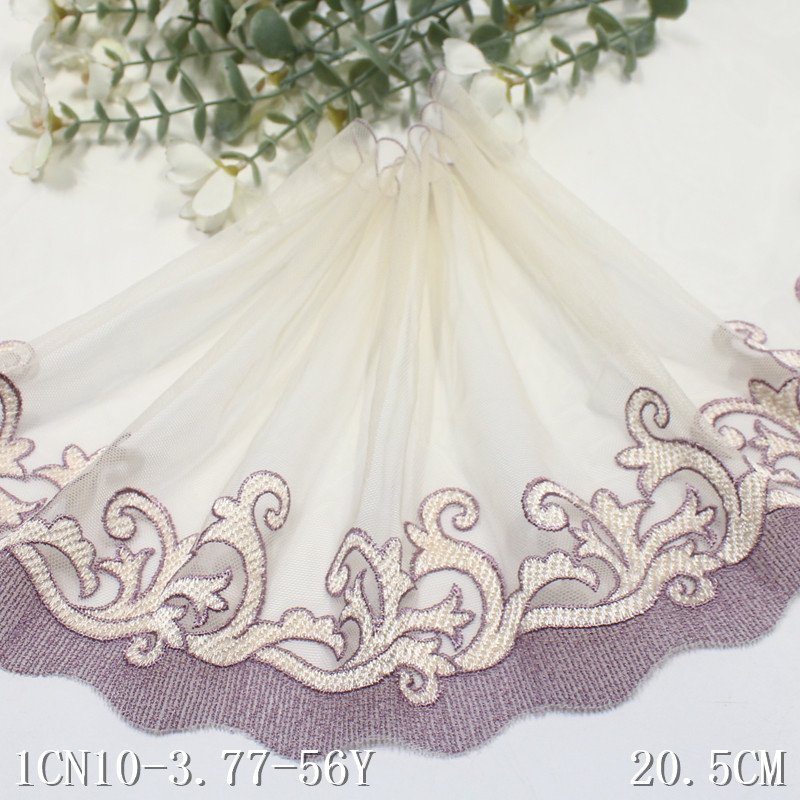 20CM China Factory Directly Supplying New beige mesh Embroidery Lace Trim for Ladies' Lingerie