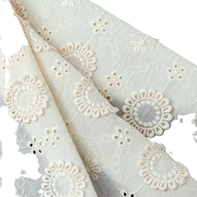 Hot Sale Chemical Lace Cotton Fabric Knitting Lace Trim Abstract Wedding Fabric For Women
