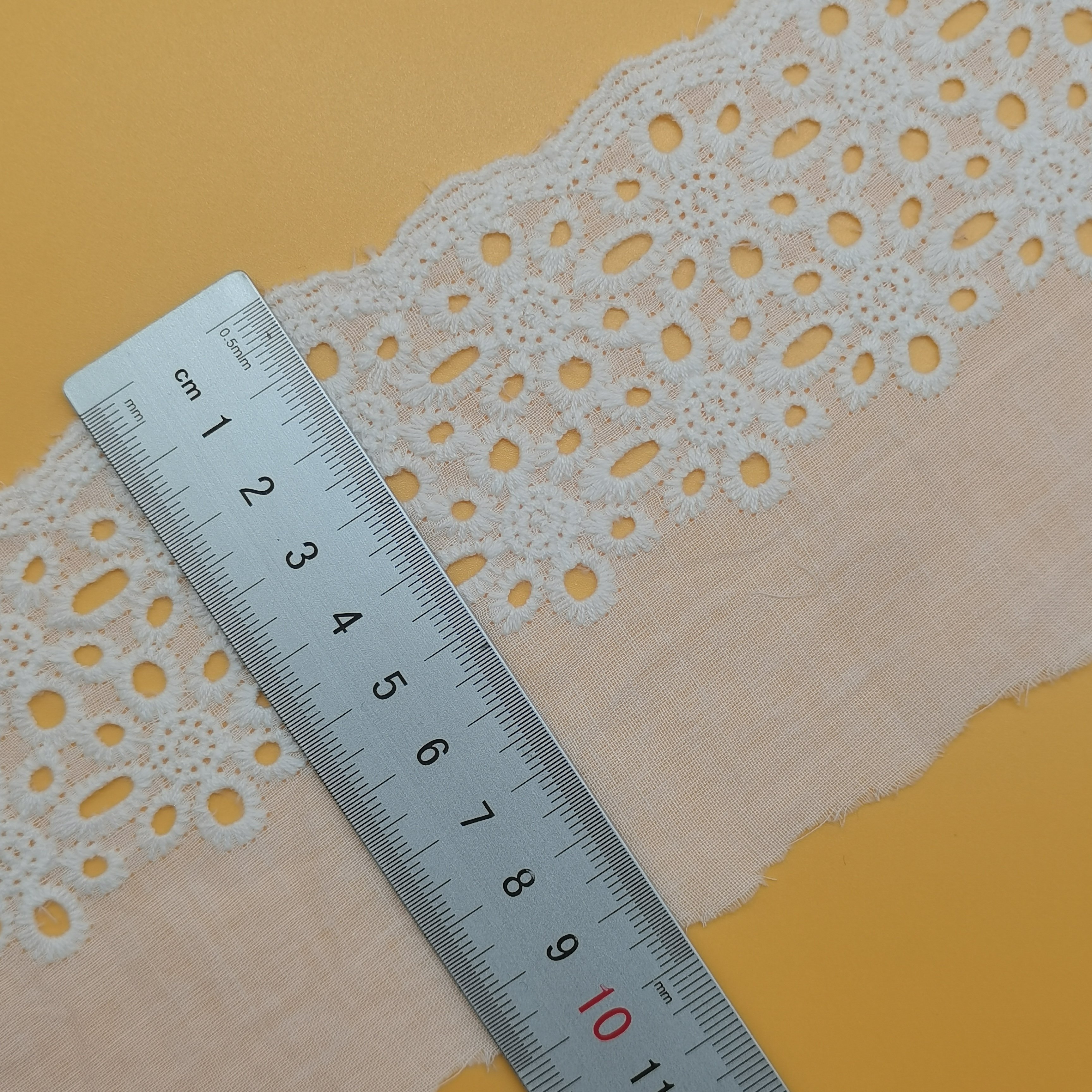 100% Cotton Composition Lace Trim Embroidery Hollowed 3D Flower Design for Women's Lingerie and Dresses
