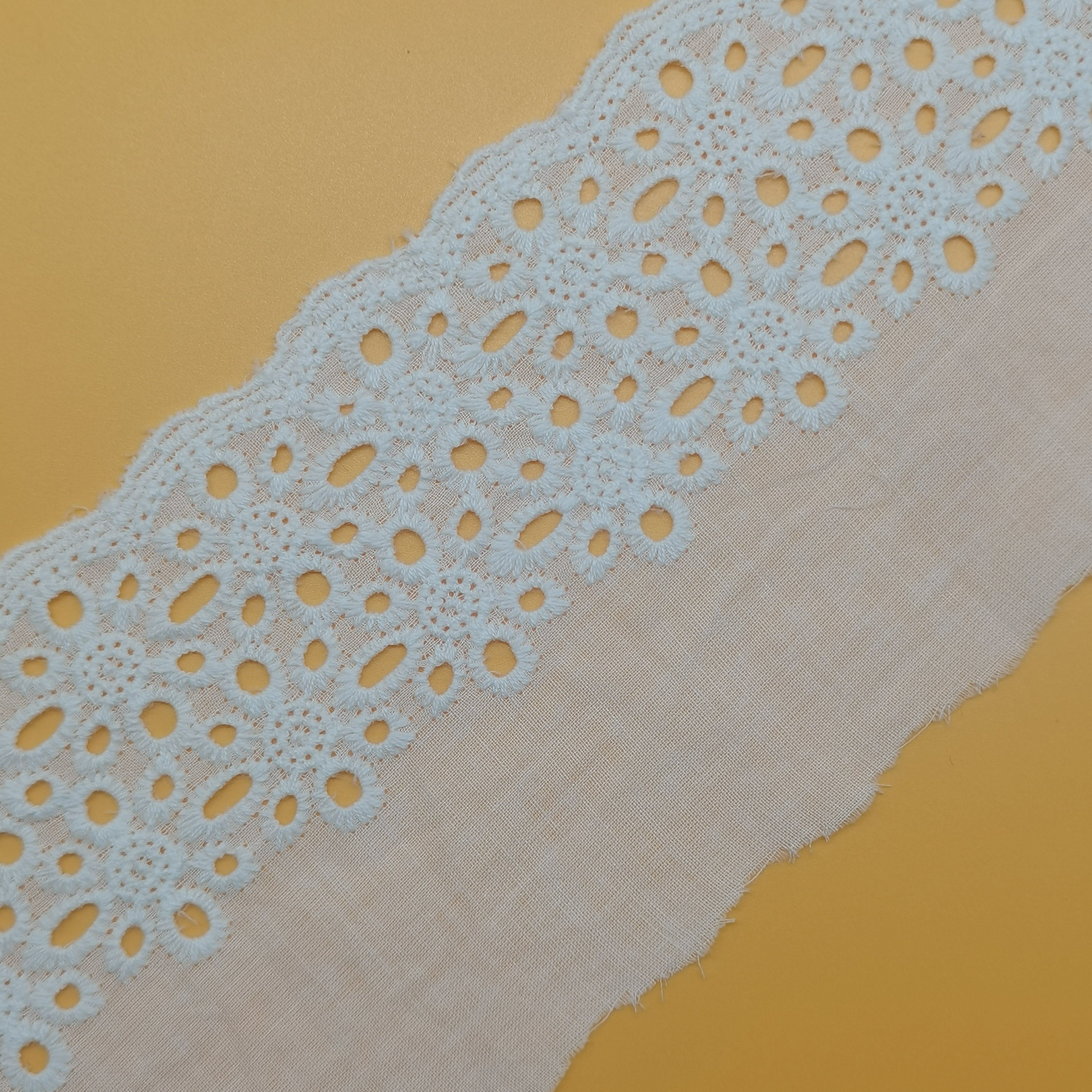 100% Cotton Composition Lace Trim Embroidery Hollowed 3D Flower Design for Women's Lingerie and Dresses