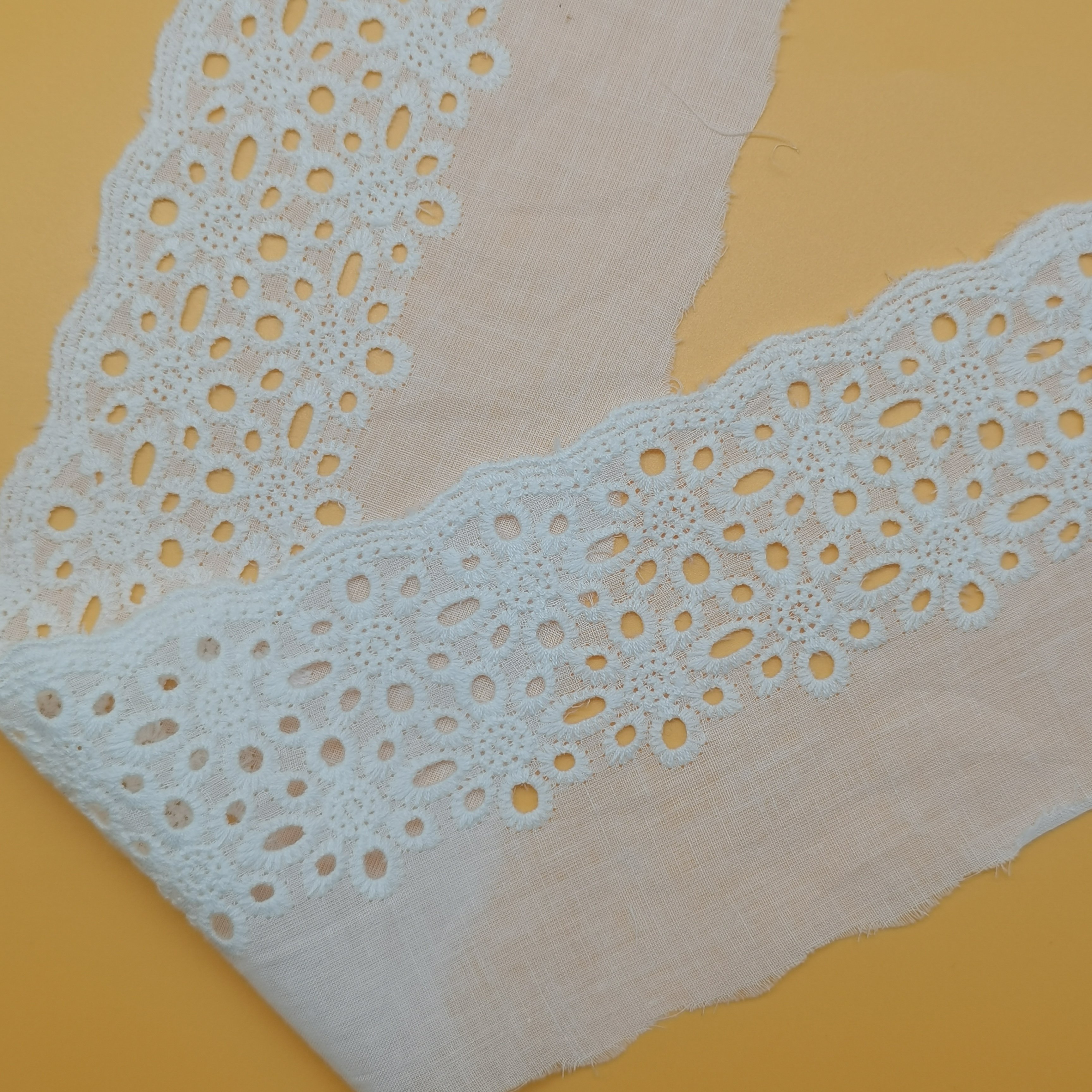 100% Cotton Composition Lace Trim Embroidery Hollowed 3D Flower Design for Women's Lingerie and Dresses