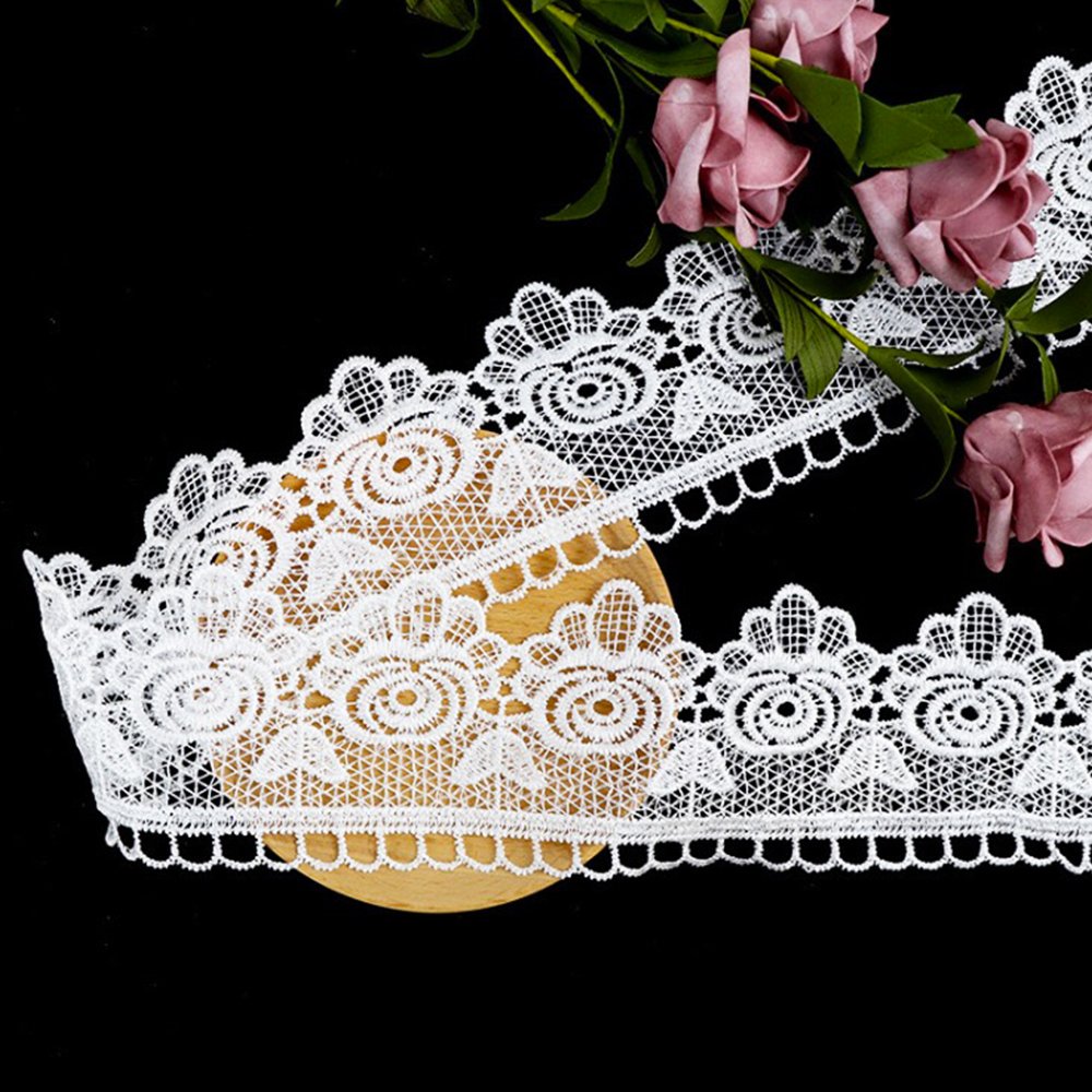 White scallop water soluble lace trim for sofa