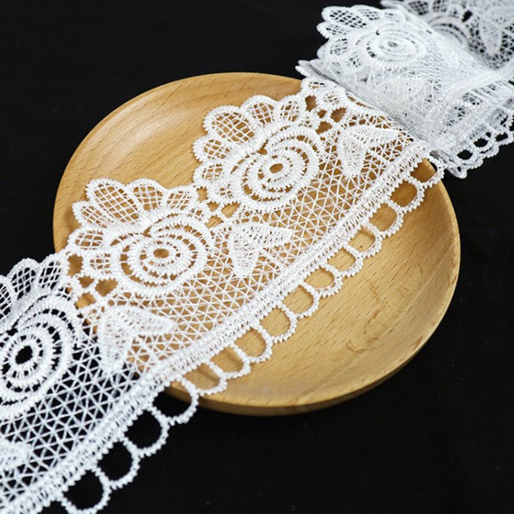 White scallop water soluble lace trim for sofa