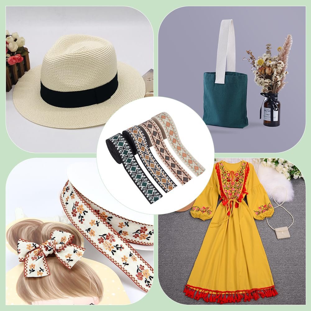Jacquard Ethnic Ribbon Trim Bias Tape Ribbon for Sewing Clothing Bag Festival Party Embellishment Decoration