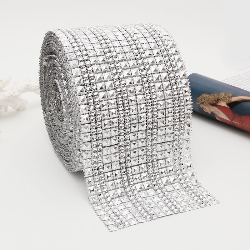 16 Rows Double Row Pyramid Shape Wedding Decorative Plastic Double Rows Rhinestone Clothing Lace Trim
